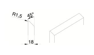 Frézovaná úchytka RP-2 — Úchytka pod 45° úhlem